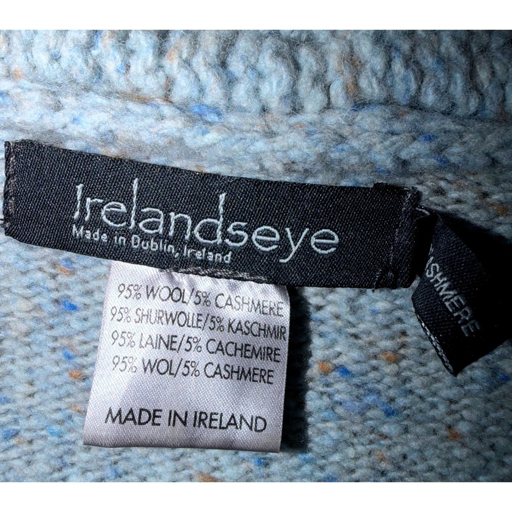 Irelandseye Wool Cashmere Cable Knit Sweater Womens S Blue Donegal Ireland NEW - Picture 7 of 10